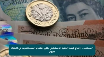 1 سبتمبر.. ارتفاع قيمة الجنيه الاسترليني يلقى اهتمام المستثمرين في البنوك اليوم